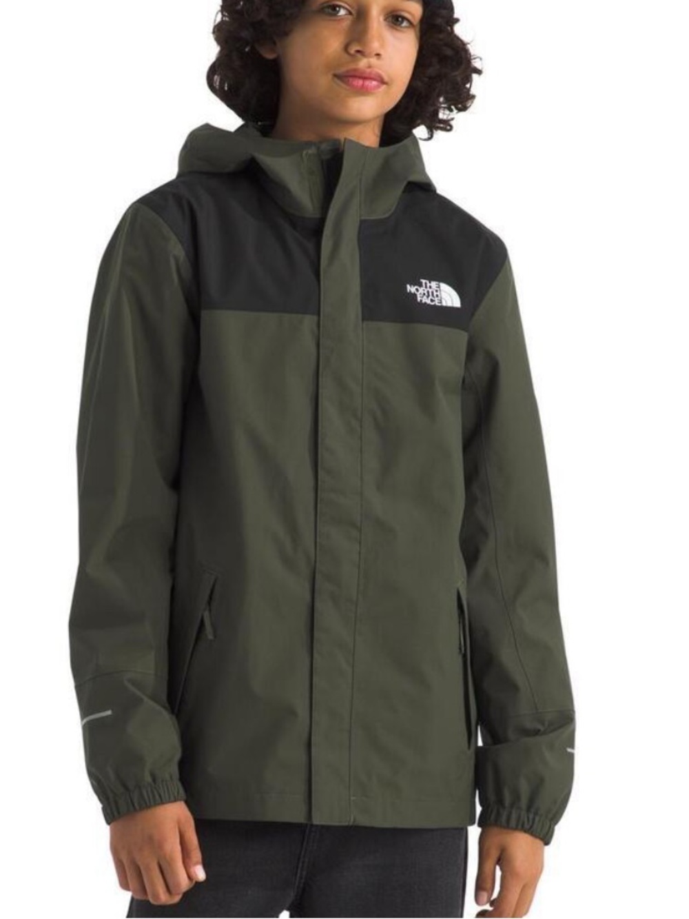 The North Face Men's Olive Green and Black Hooded Rain Jacket